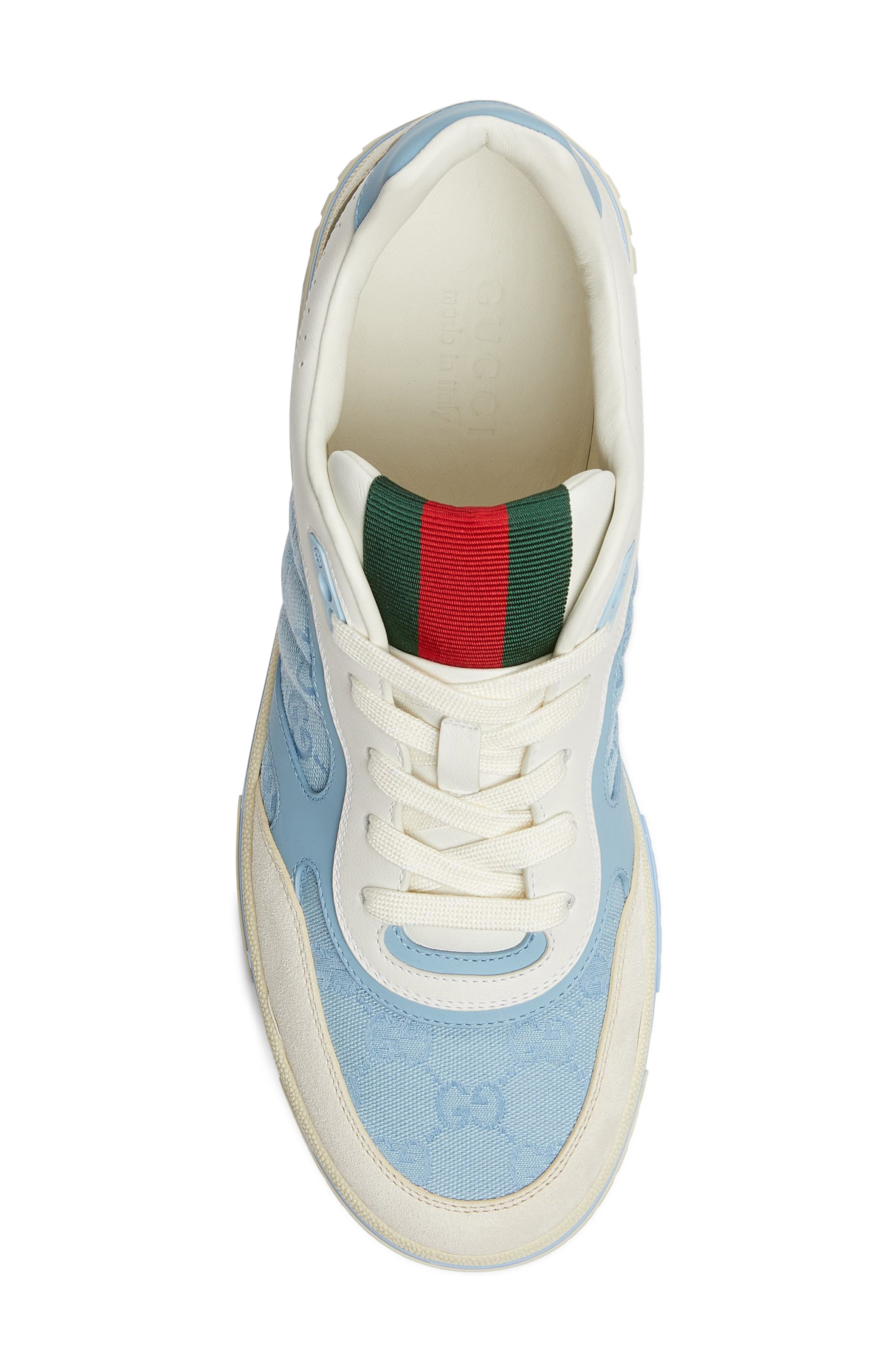 Gucci Re-Web Mixed Media Sneaker, Alternate, color, Light Blue