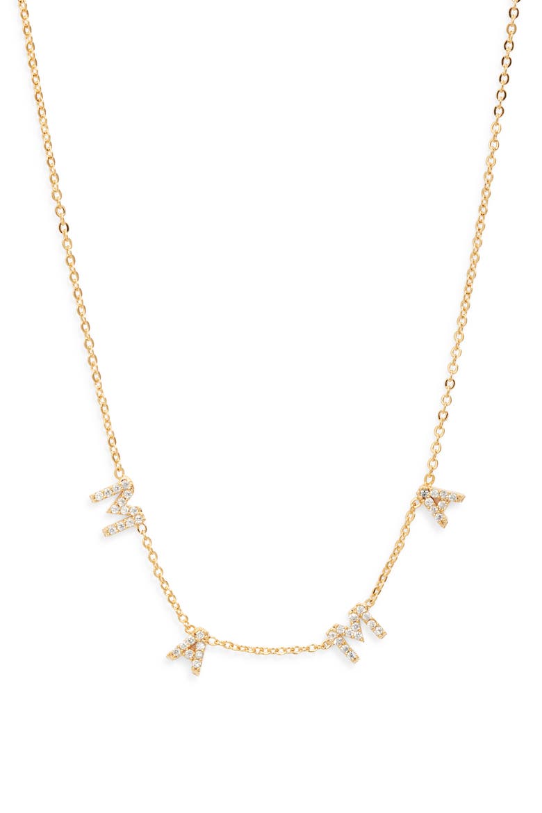 Mini Mama Necklace, Main, color, GOLD W/ CRYSTALS