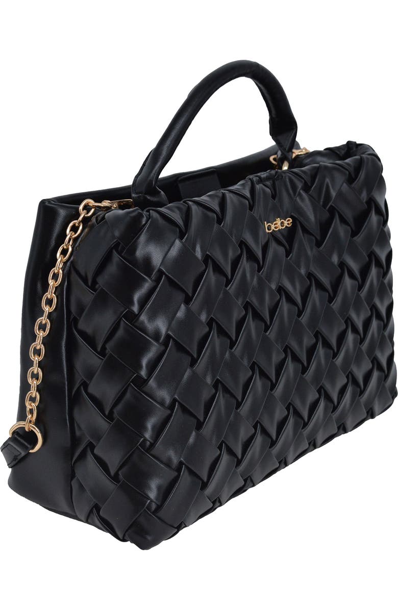 bebe Luca Medium Woven Satchel, Alternate, color, Black
