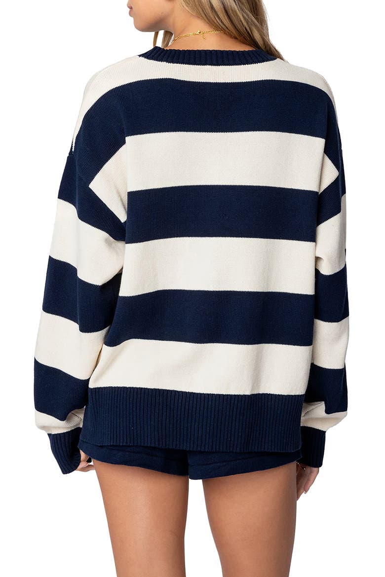 Riley Oversize Stripe Cotton Sweater, Alternate, color, NAVY-AND-CREAM