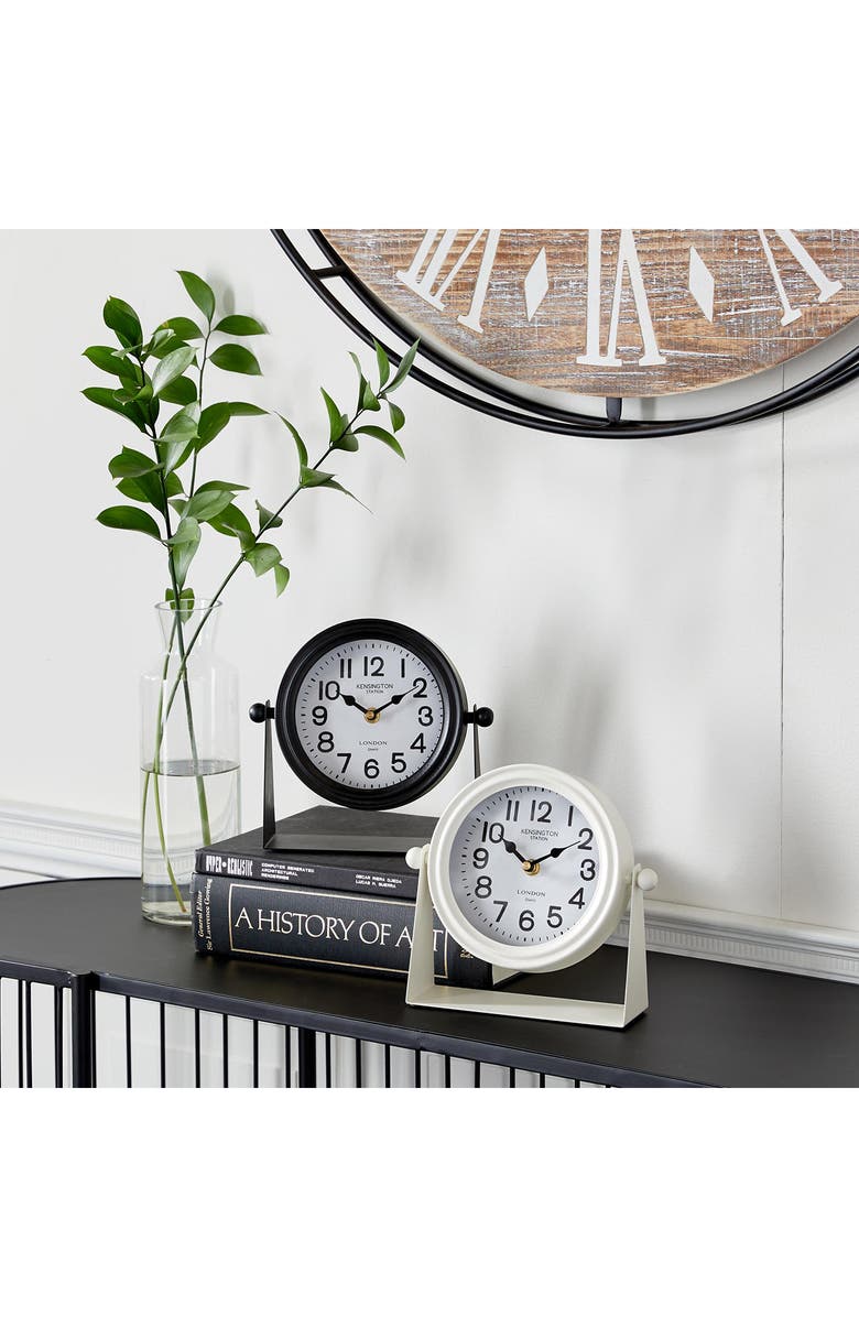 VIVIAN LUNE HOME Set of 2 Multicolored Metal Clocks, Alternate, color, Black/ White Assorted