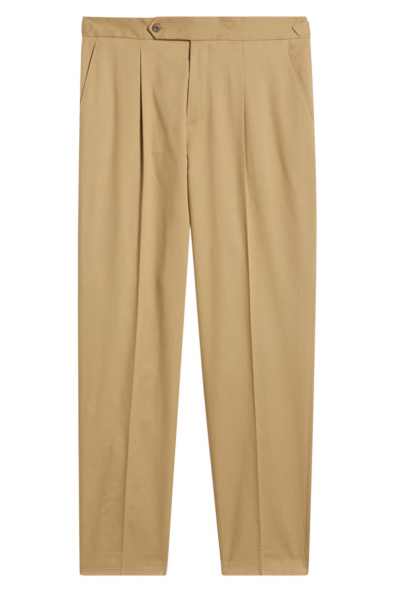 Perino Pleat Stretch Cotton Pants, Alternate, color, BEIGE/KHAKI