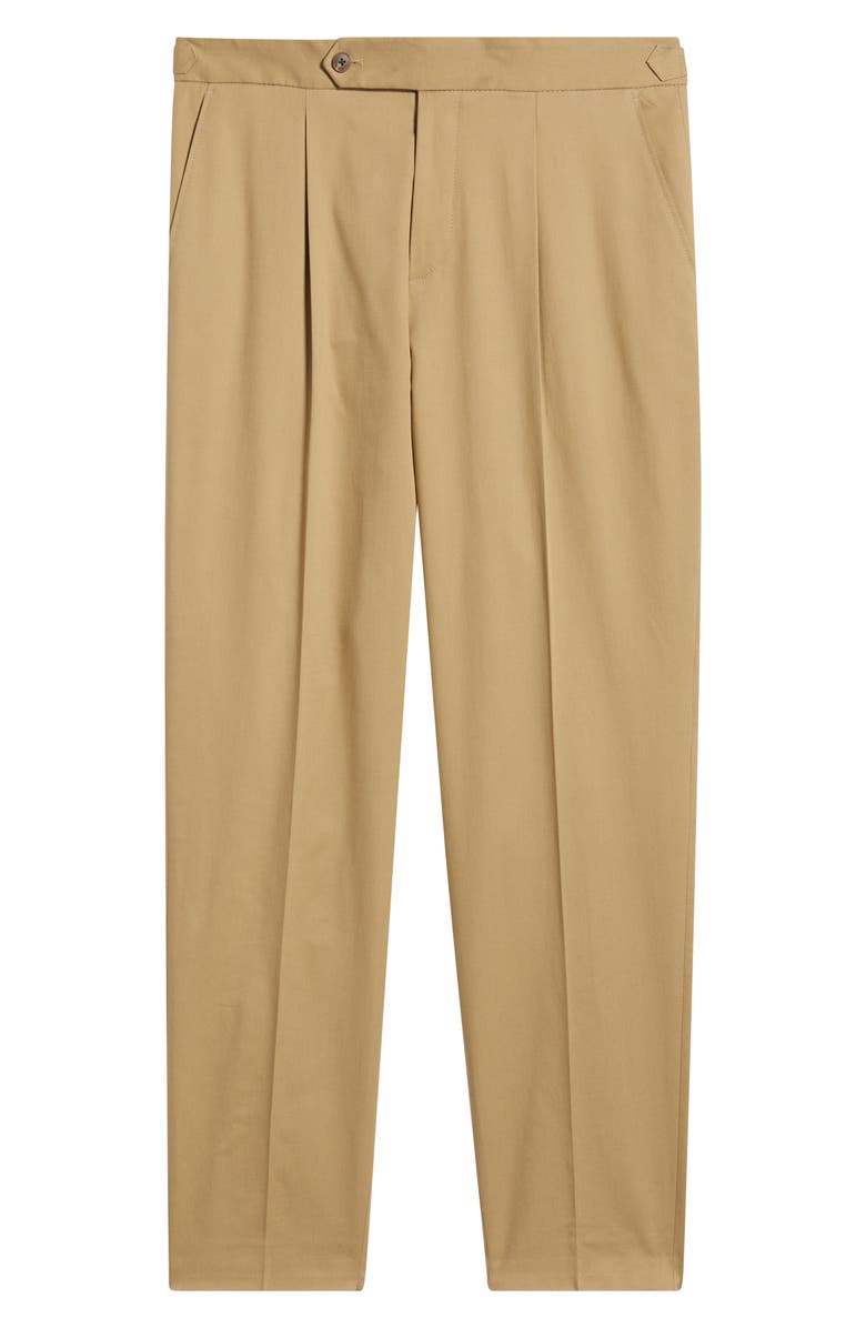 BOSS Perino Pleat Stretch Cotton Pants, Alternate, color, Beige/Khaki
