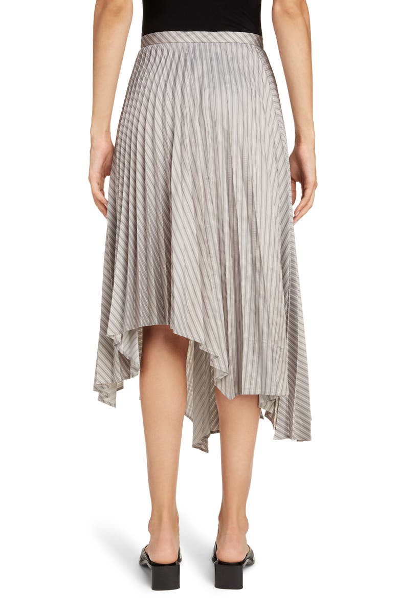 Acne Studios Ilia Asymmetrical Pleated Pinstripe Midi Skirt, Alternate, color, 