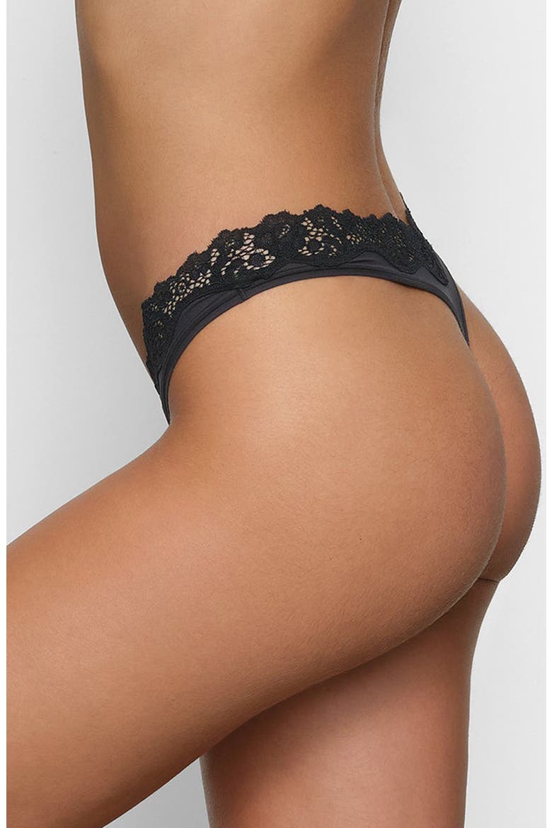 Fits Everybody Lace Dipped Thong, Alternate, color, ONYX
