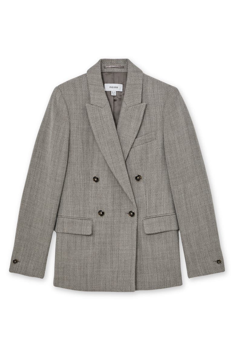 Ember Double Breasted Wool Blend Blazer, Alternate, color, GREY