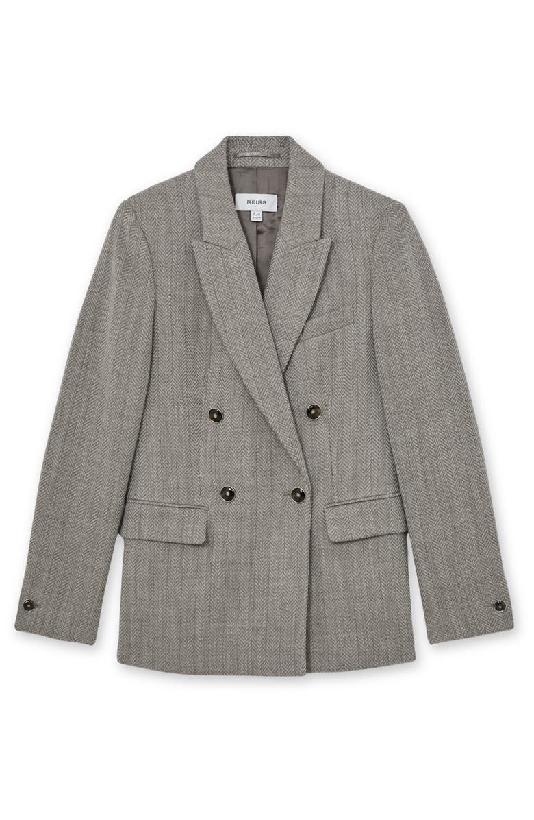Reiss Ember Double Breasted Wool Blend Blazer, Alternate, color, Grey