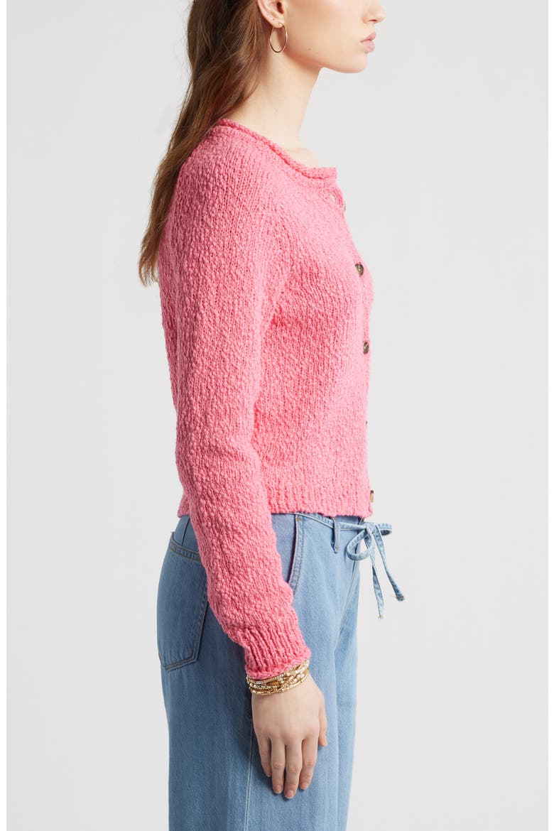 Fitted Textured Cotton Cardigan, Alternate, color, PINK LEMONADE