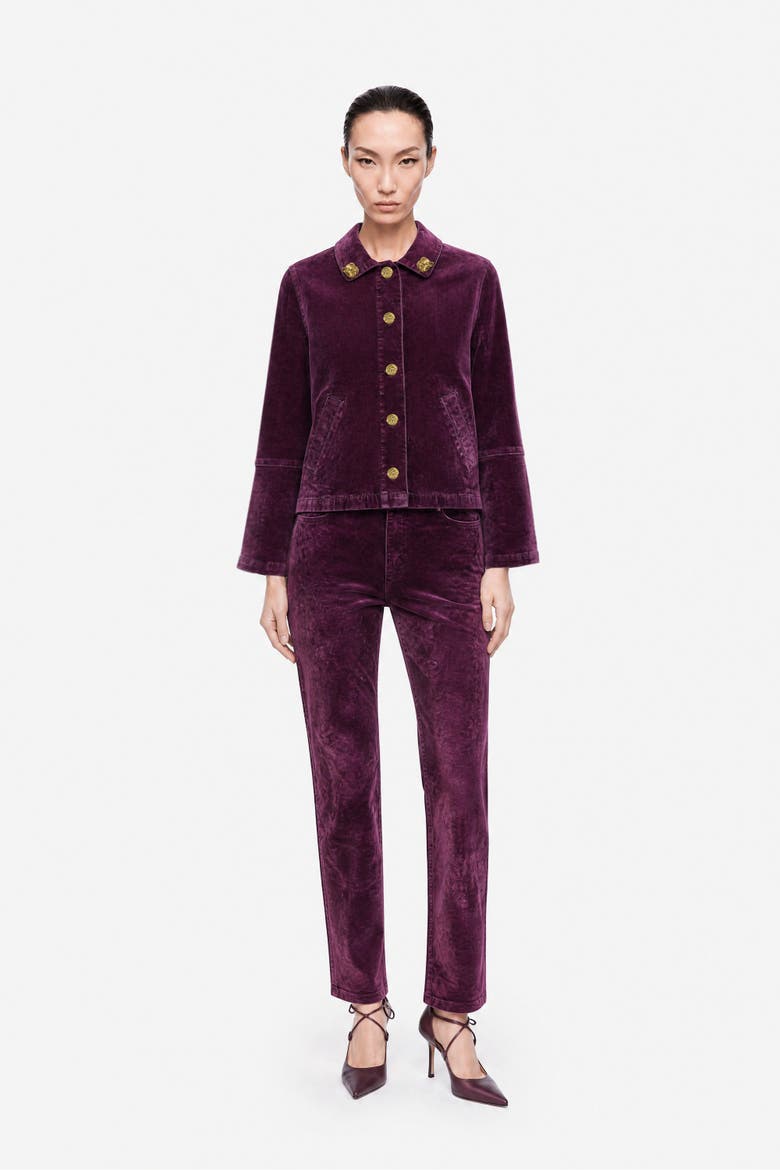 Single Breasted Cotton Jacket, Alternate, color, Plum