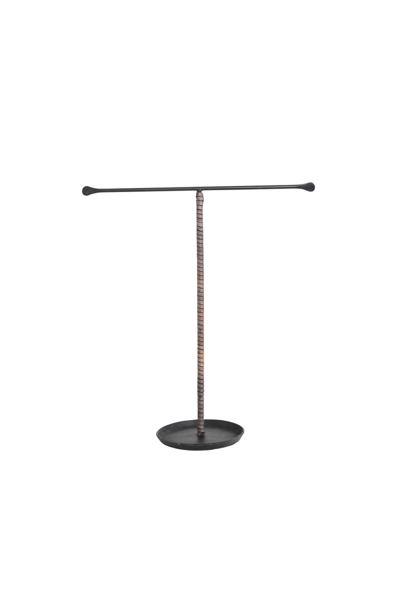 Storied Home Modern Metal and Leather Jewelry Stand, Main, color, 