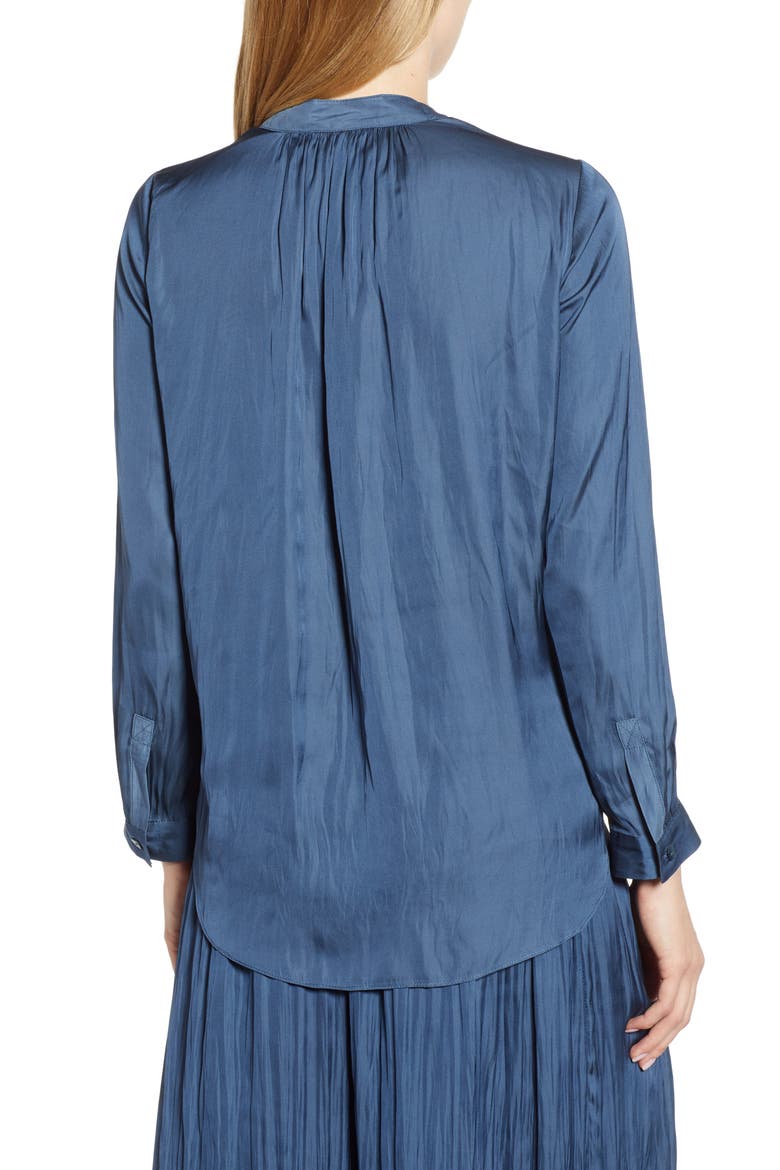 Destination Split Neck Blouse, Alternate, color, INDIGO SEA