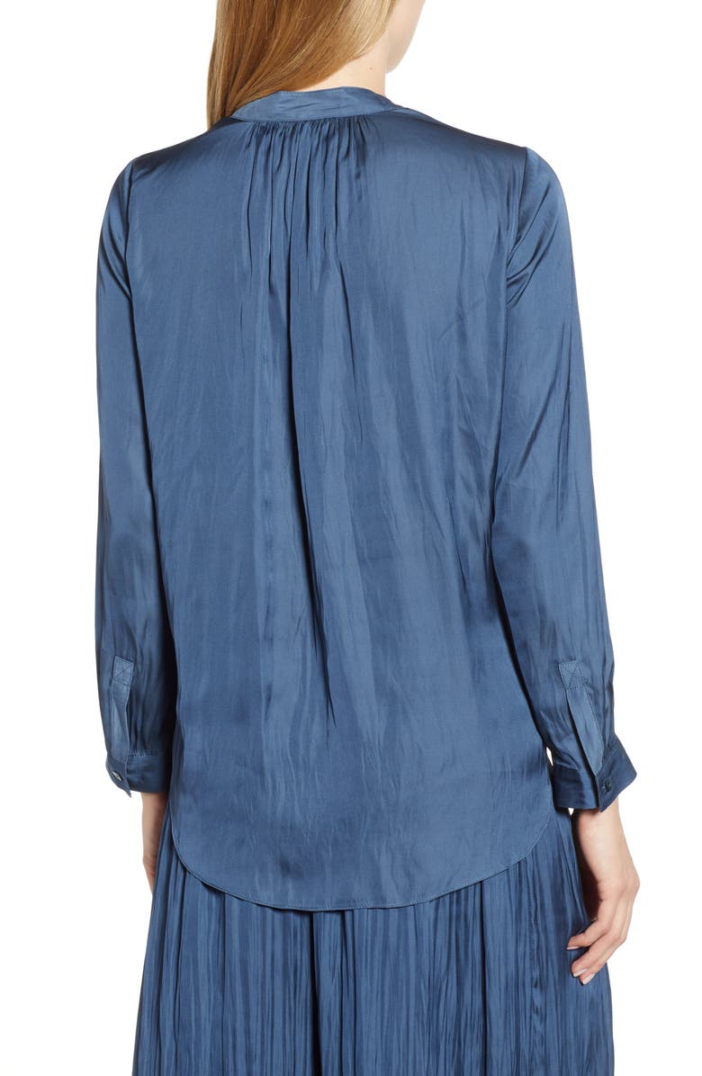 NIC+ZOE Destination Split Neck Blouse, Alternate, color, Indigo Sea