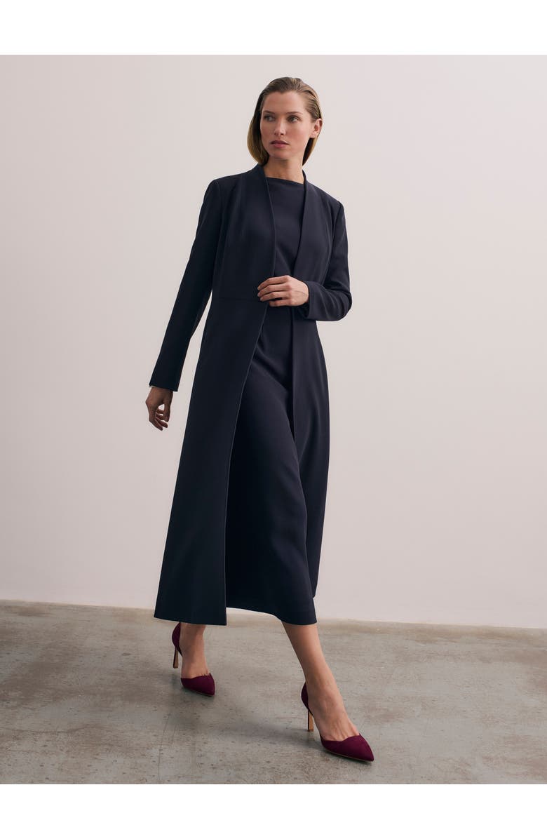 The Fold Finchley Crepe Coat, Alternate, color, Navy