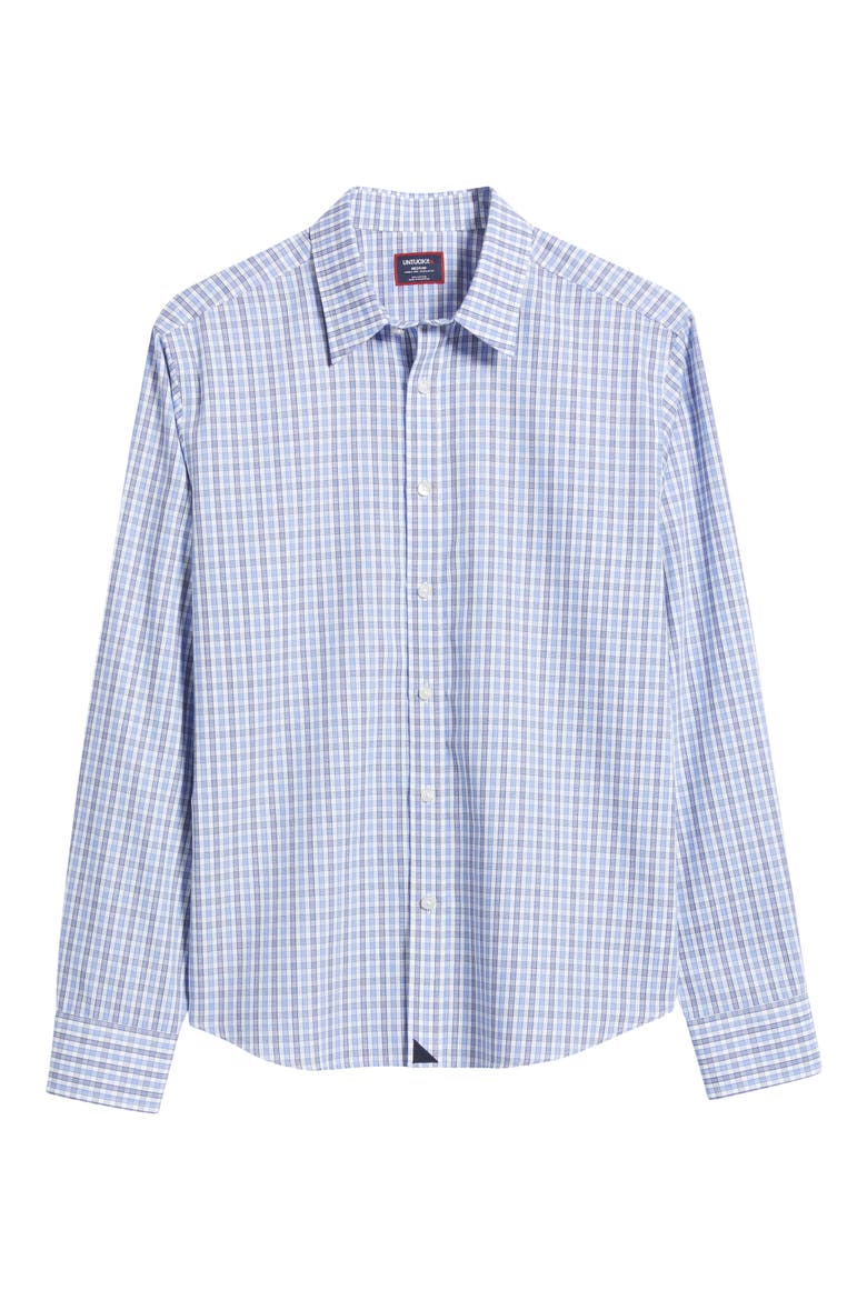 Durif Check Wrinkle Free Cotton Button-Up Shirt, Alternate, color, BLUE
