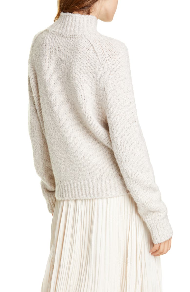 Vince Textured Sleeve Wool, Silk & Cashmere Turtleneck Sweater, Alternate, color, 