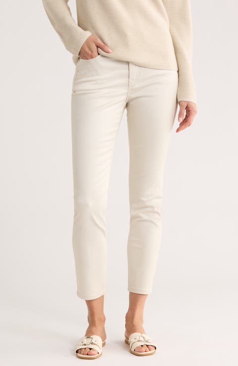 Pearl Coated High Waist Ankle Skinny Jeans