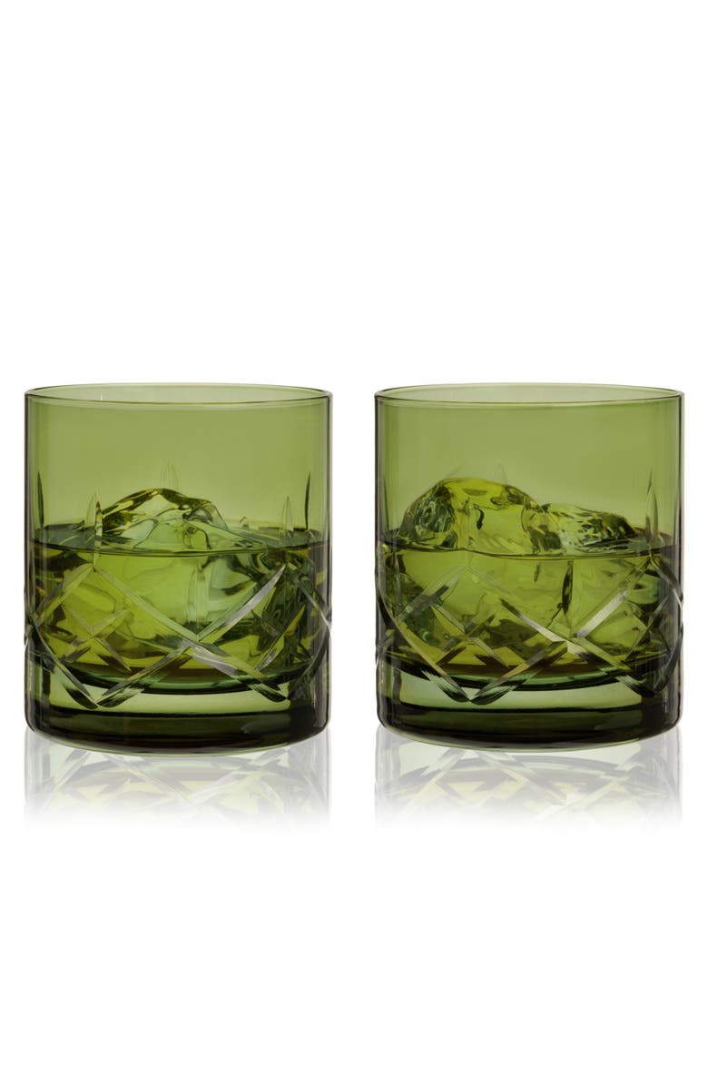 Viski Admiral Crystal Rocks Glasses, Alternate, color, Green