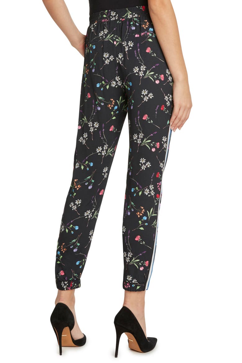 Willow & Clay Side Stripe Floral Jogger Pants, Alternate, color, BLACK