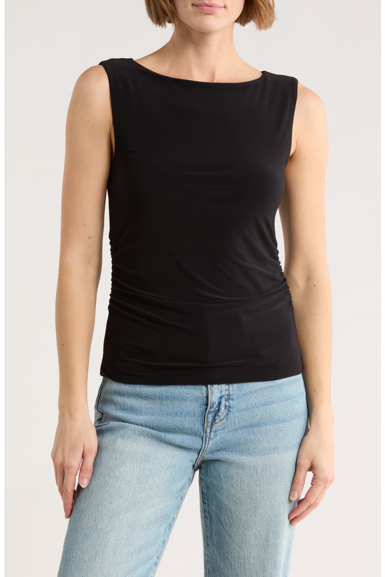 Boat Neck Sleeveless Top, Main, color, BLACK