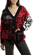 SAACHI Floral Plaid Colorblock Cardigan