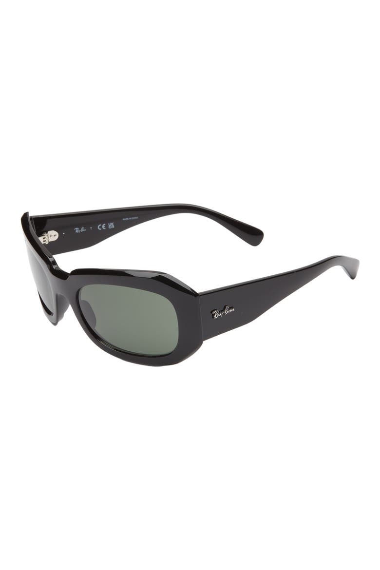 Pillow Beate 56mm Wrap Sunglasses, Alternate, color, BLACK