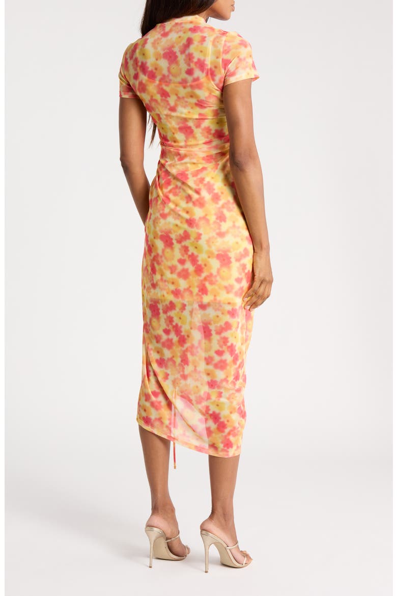 Nastoria Floral Mock Neck Mesh Dress, Alternate, color, YELLOW MULTI