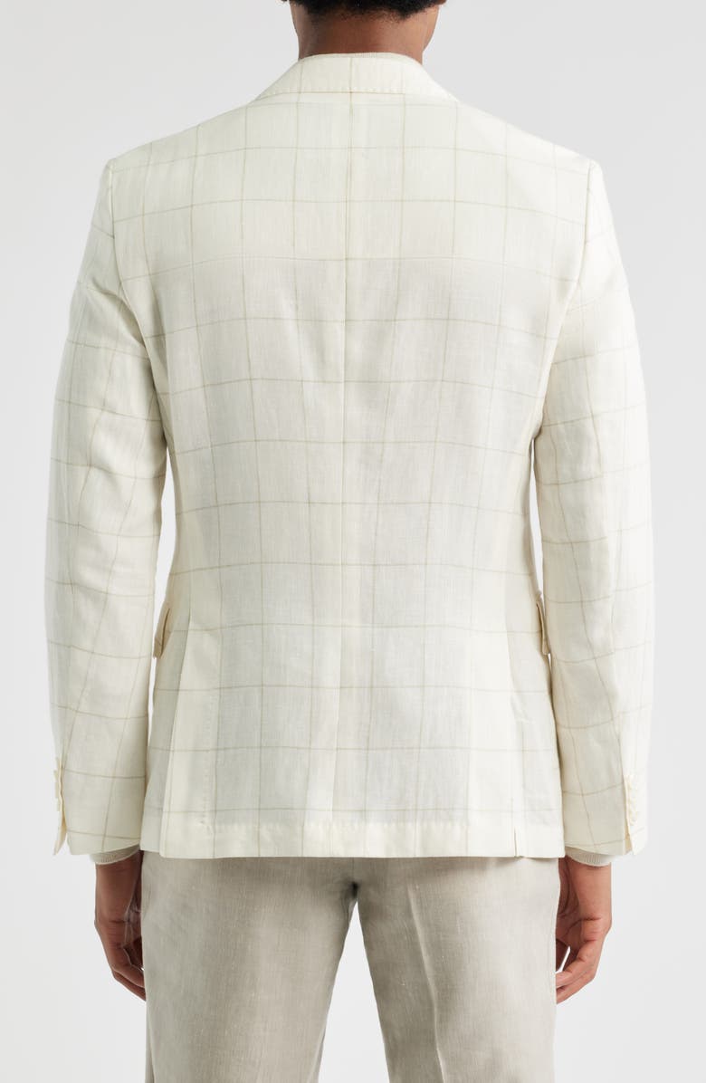 BOSS Hutson Slim Fit Windowpane Check Linen Blend Sport Coat, Alternate, color, Open White