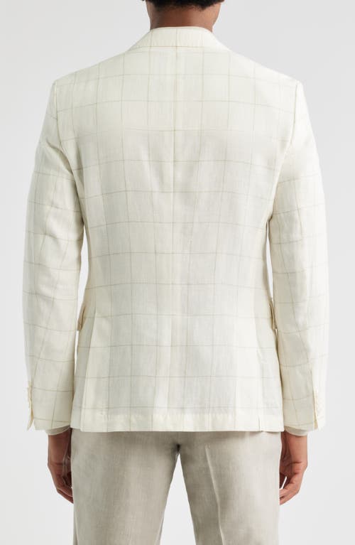 Hugo Boss Boss Hutson Slim Fit Windowpane Check Linen Blend Sport Coat In White
