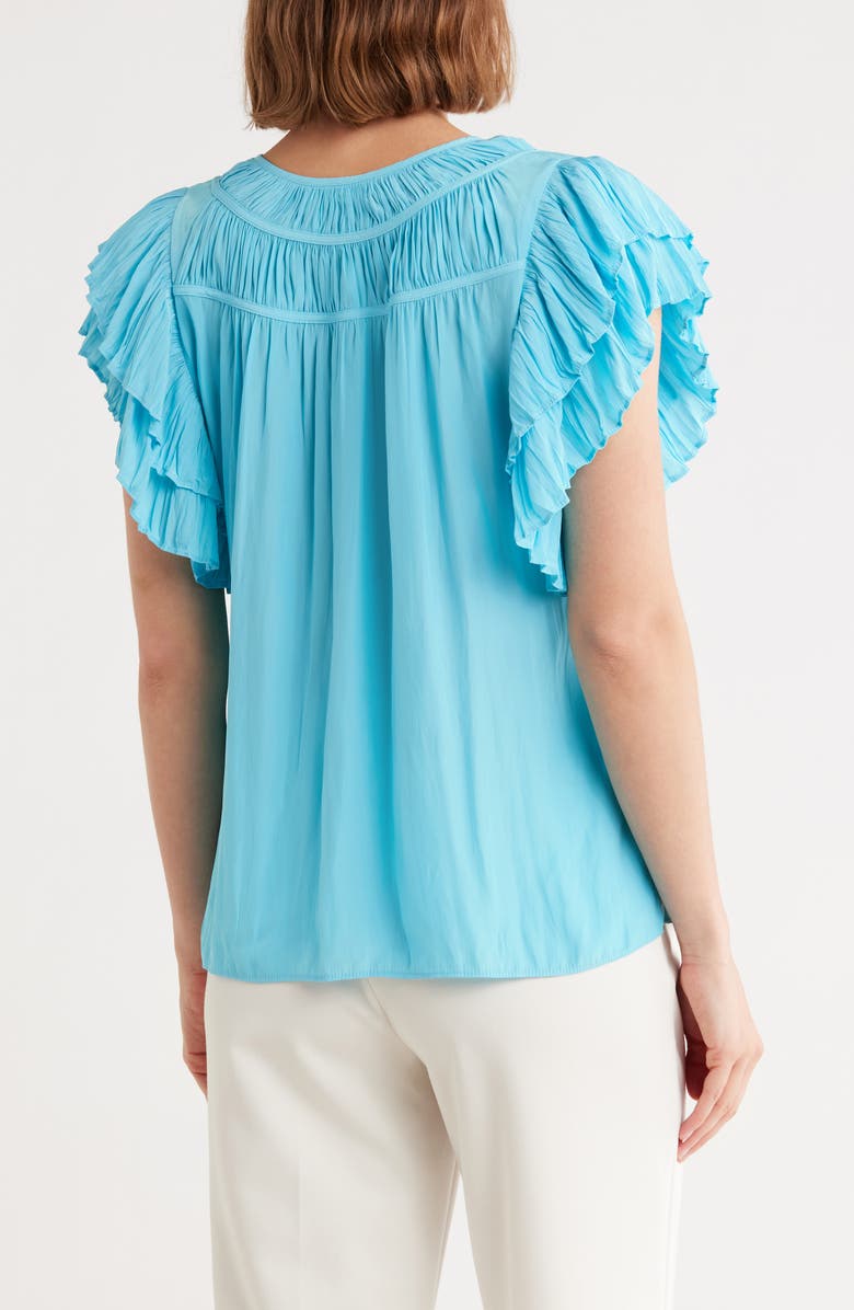 Ramy Brook Sue Ruffle Sleeve Top, Alternate, color, Isola Blue