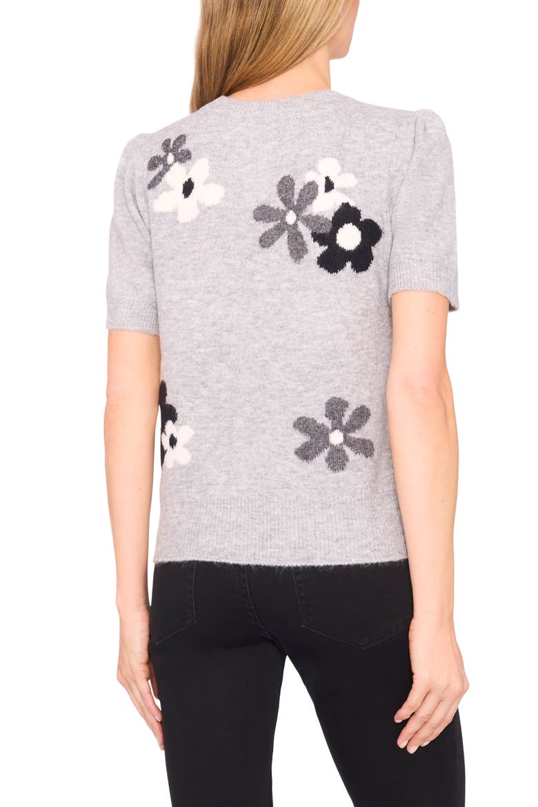 Groovy Flower Short Sleeve Sweater, Alternate, color, LIGHT HEATHER GREY