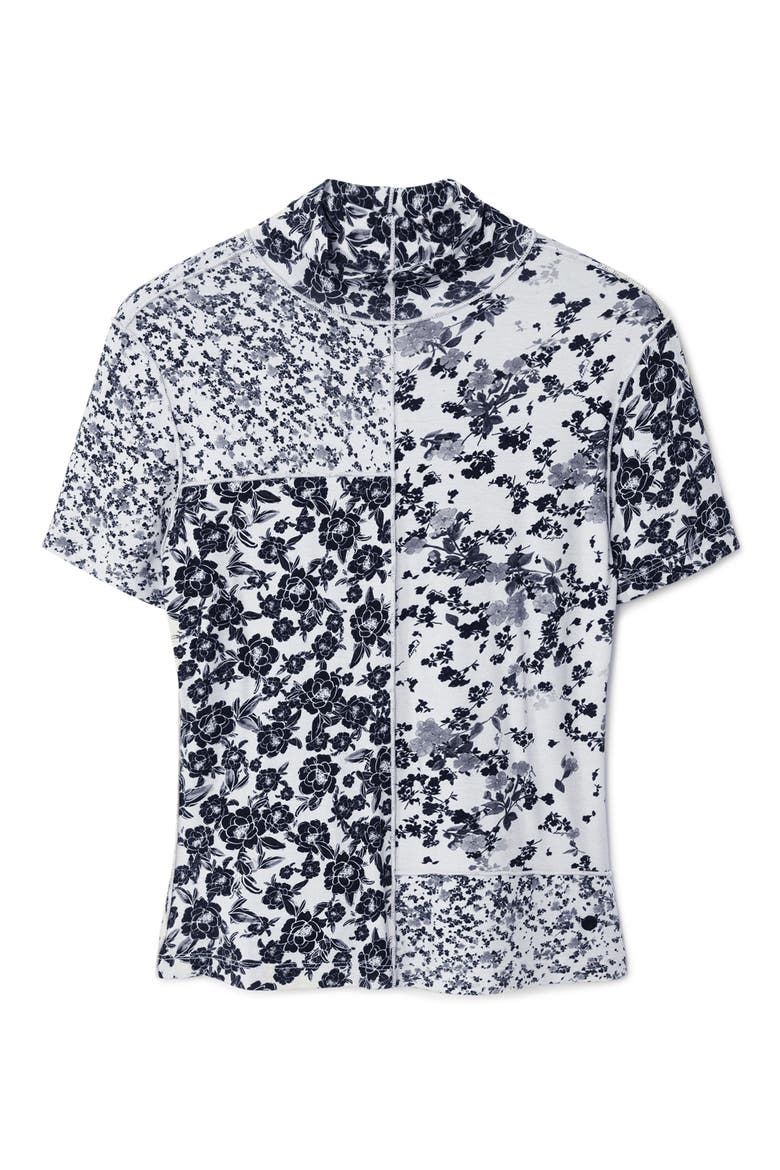 Patchy Floral Mock Neck T-Shirt, Alternate, color, WHITE