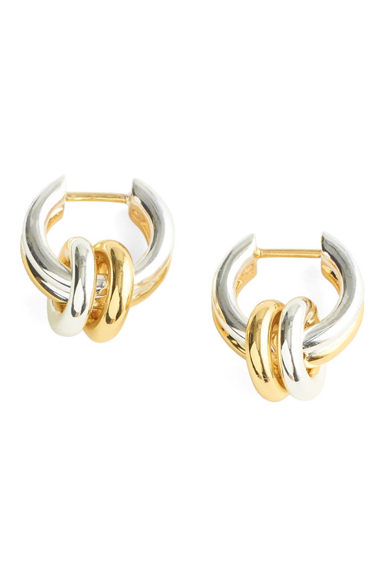 Mixed Metal Sculptural Double Hoop Earrings, Main, color, MIXED METAL