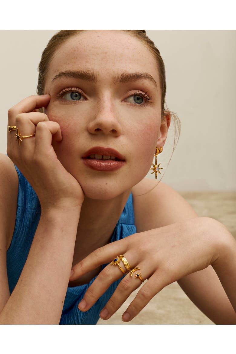 Lapis Moon and Star Stacking Ring, Alternate, color, Gold