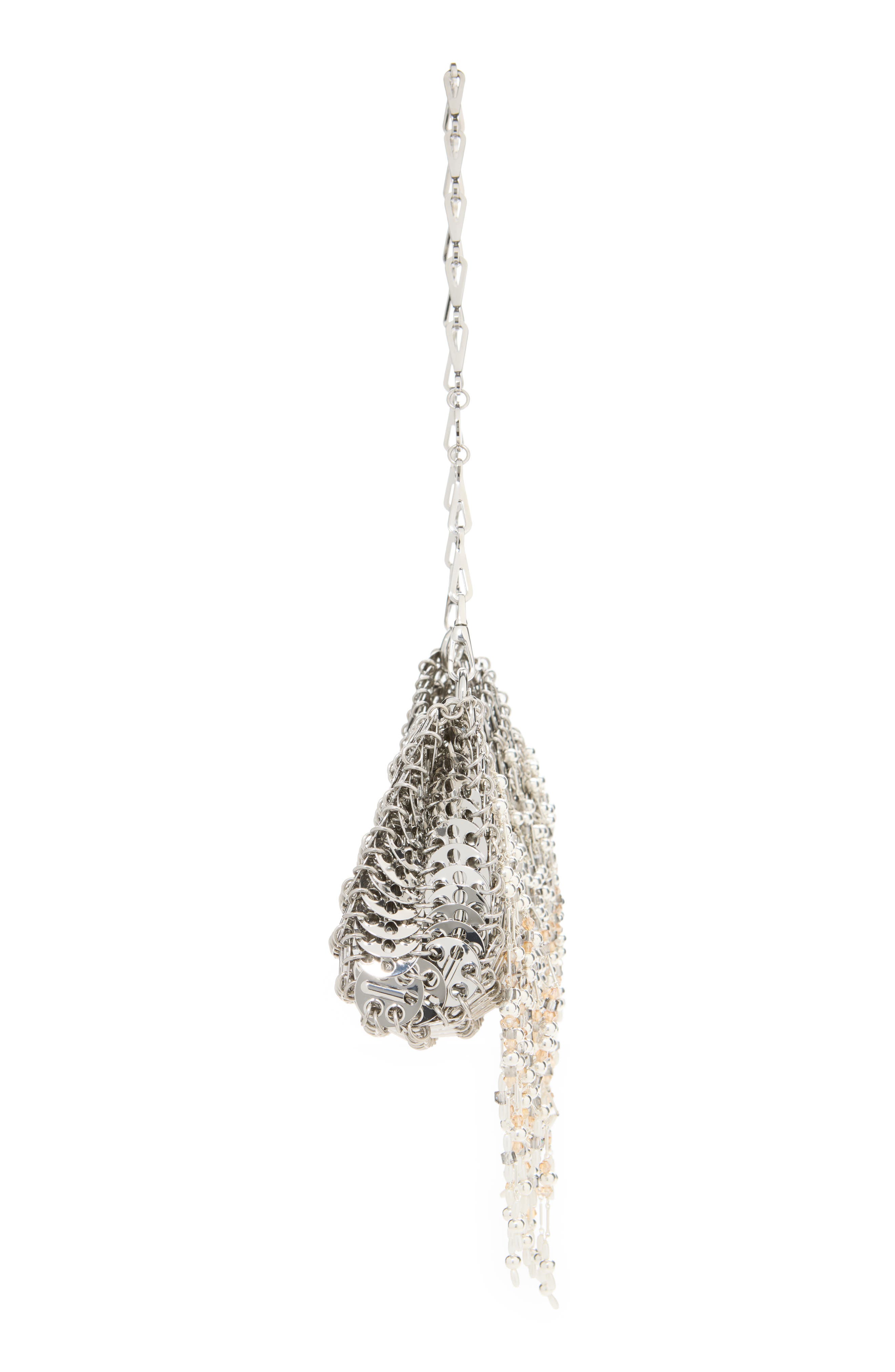 1969 Beaded & Faux Pearl Fringe Shoulder Bag, Alternate, color, NACRE / GRIS