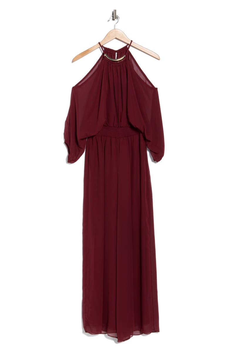 Halogen<sup>®</sup> Chiffon Halter Jumpsuit, Alternate, color, Zinfandel