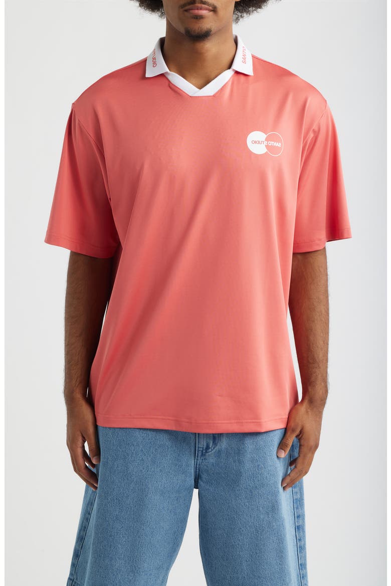 Santo Flipped Johnny Collar Short Sleeve Club Jersey, Main, color, RED