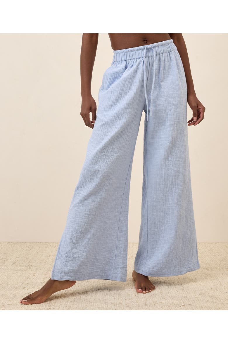 Organic Cotton Coastal Double Gauze Split Hem Pant, Alternate, color, Cornflower Blue