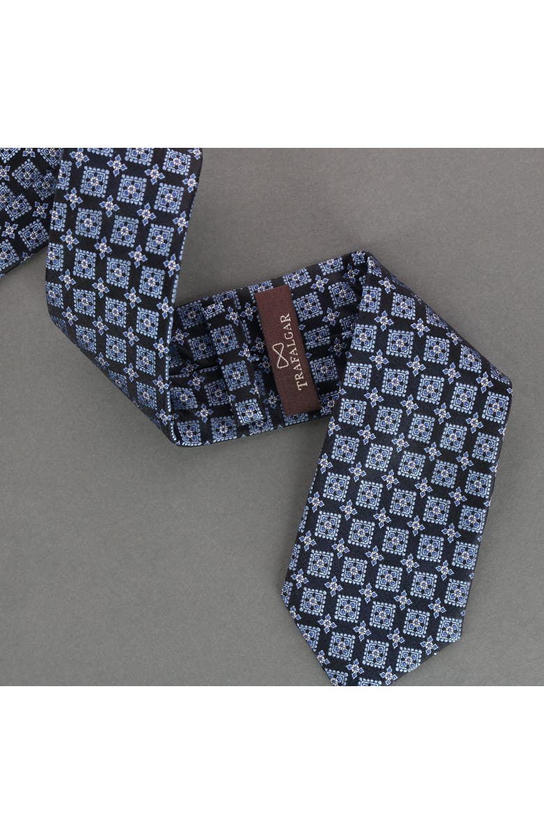 Trafalgar Azzimato Diamond Stately Silk Necktie, Alternate, color, Navy Blue