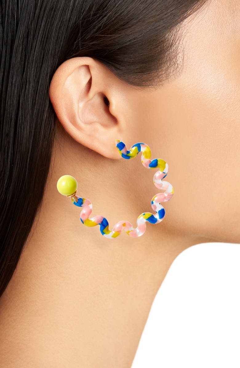 Lele Sadoughi Oversize Squiggle Bead Hoop Earrings, Alternate, color,