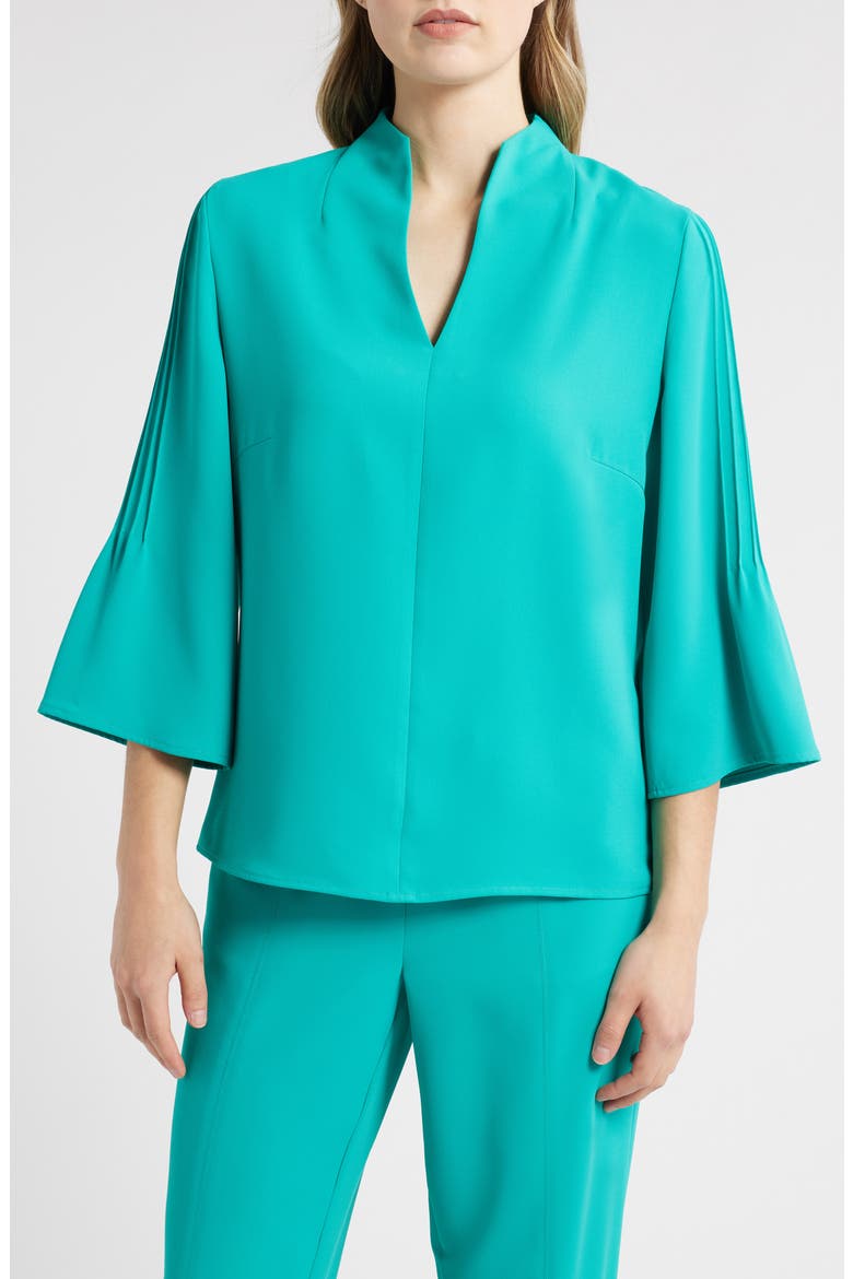 Raised Seam Bell Sleeve Top, Main, color, EMERALD AWE
