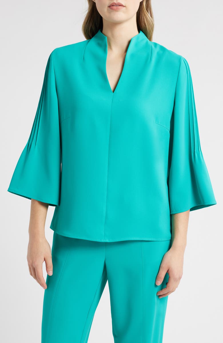 Ming Wang Raised Seam Bell Sleeve Top, Main, color, Emerald Awe