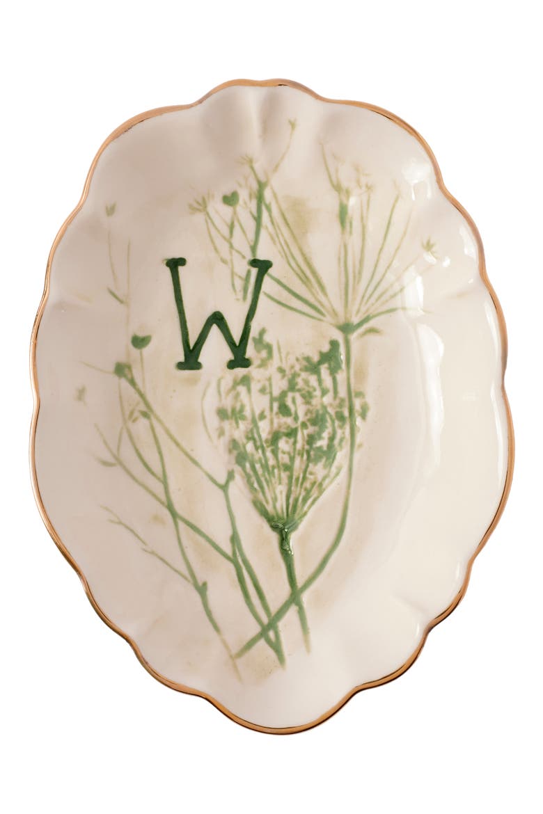 Botanical Monogram Trinket Tray, Alternate, color, W
