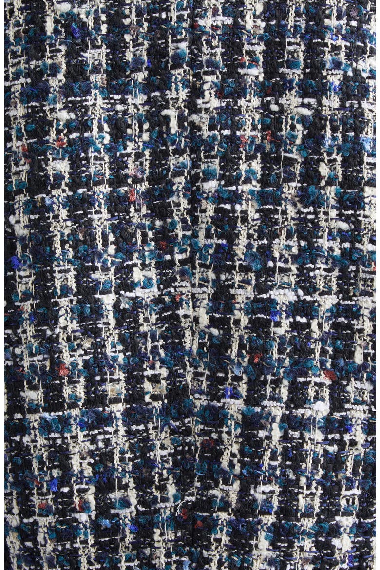 Fringe Cap Sleeve Multicolor Check Tweed Jacket, Alternate, color, TOURMALINE MULTI