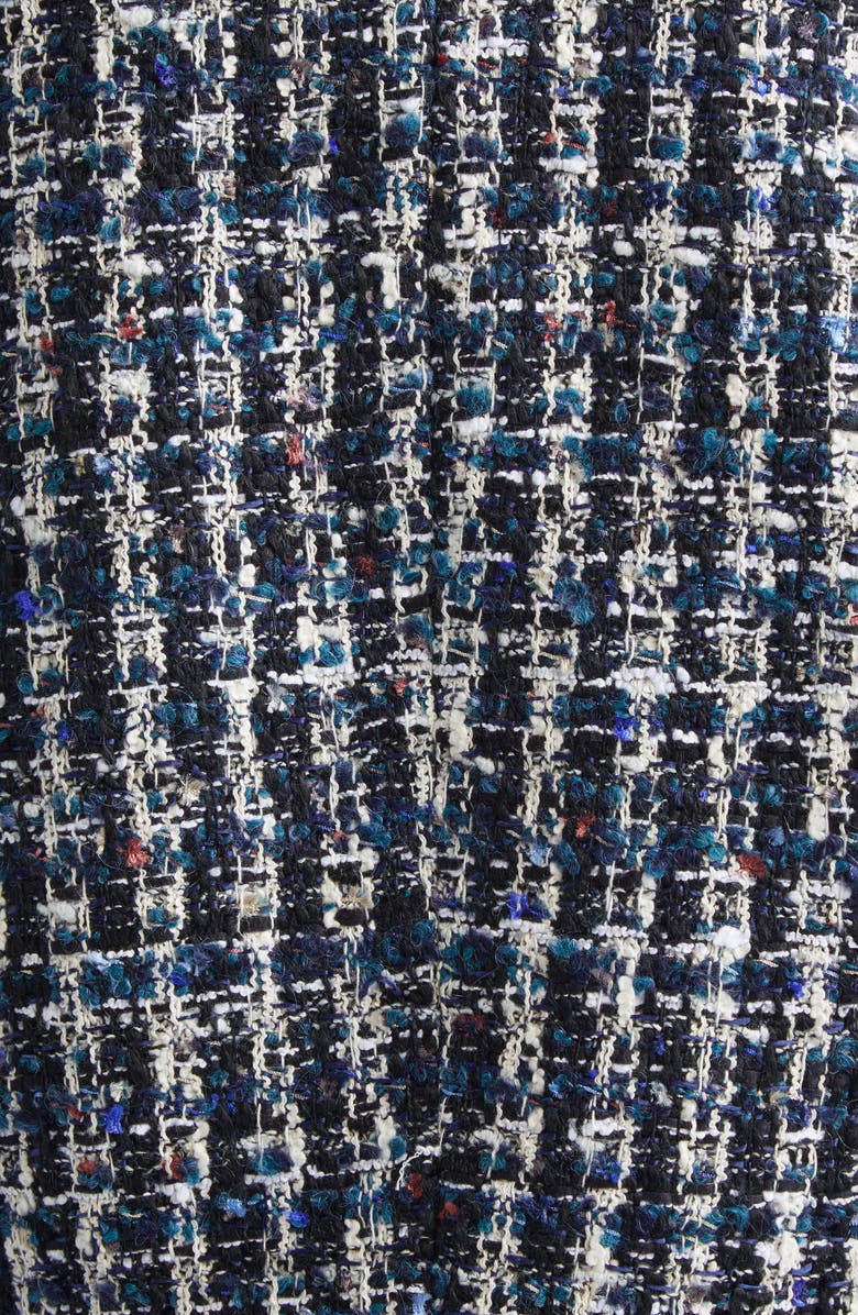 ST. JOHN Fringe Cap Sleeve Multicolor Check Tweed Jacket, Alternate, color, Tourmaline Multi