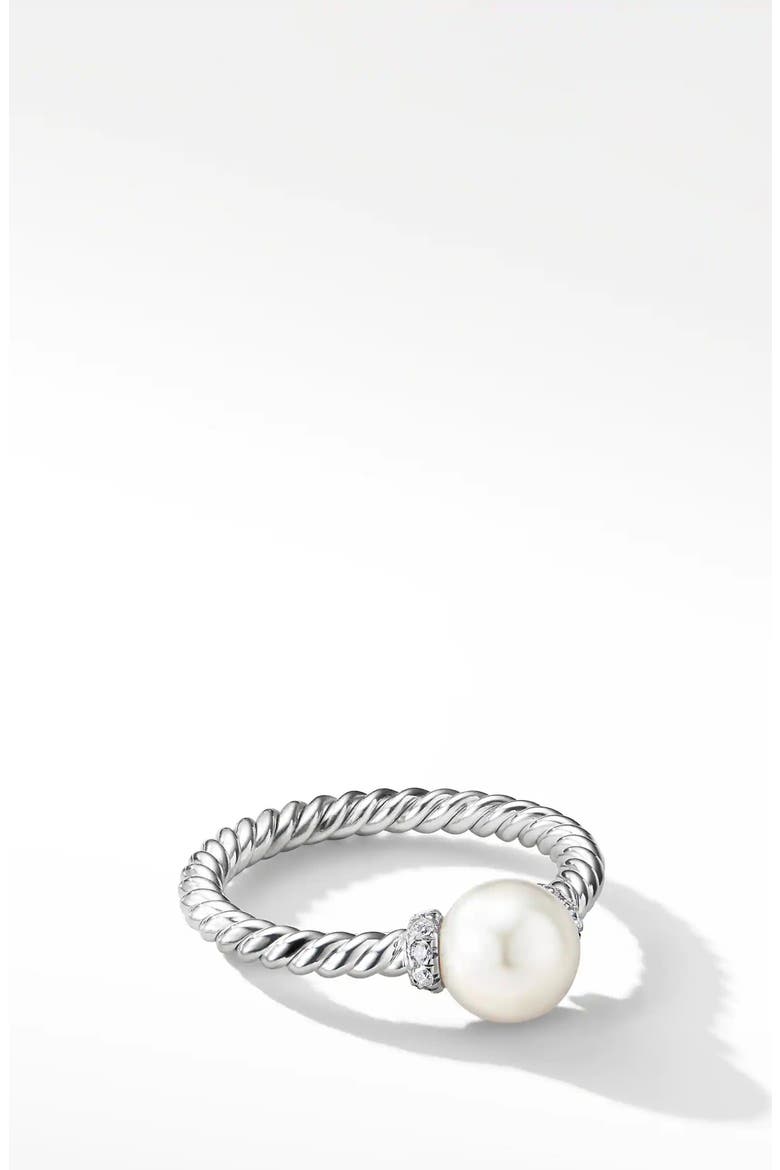 Solari Station Ring with Pearl & Diamonds in 18K Gold, Main, color, WHITE GOLD/ DIAMOND/ PEARL