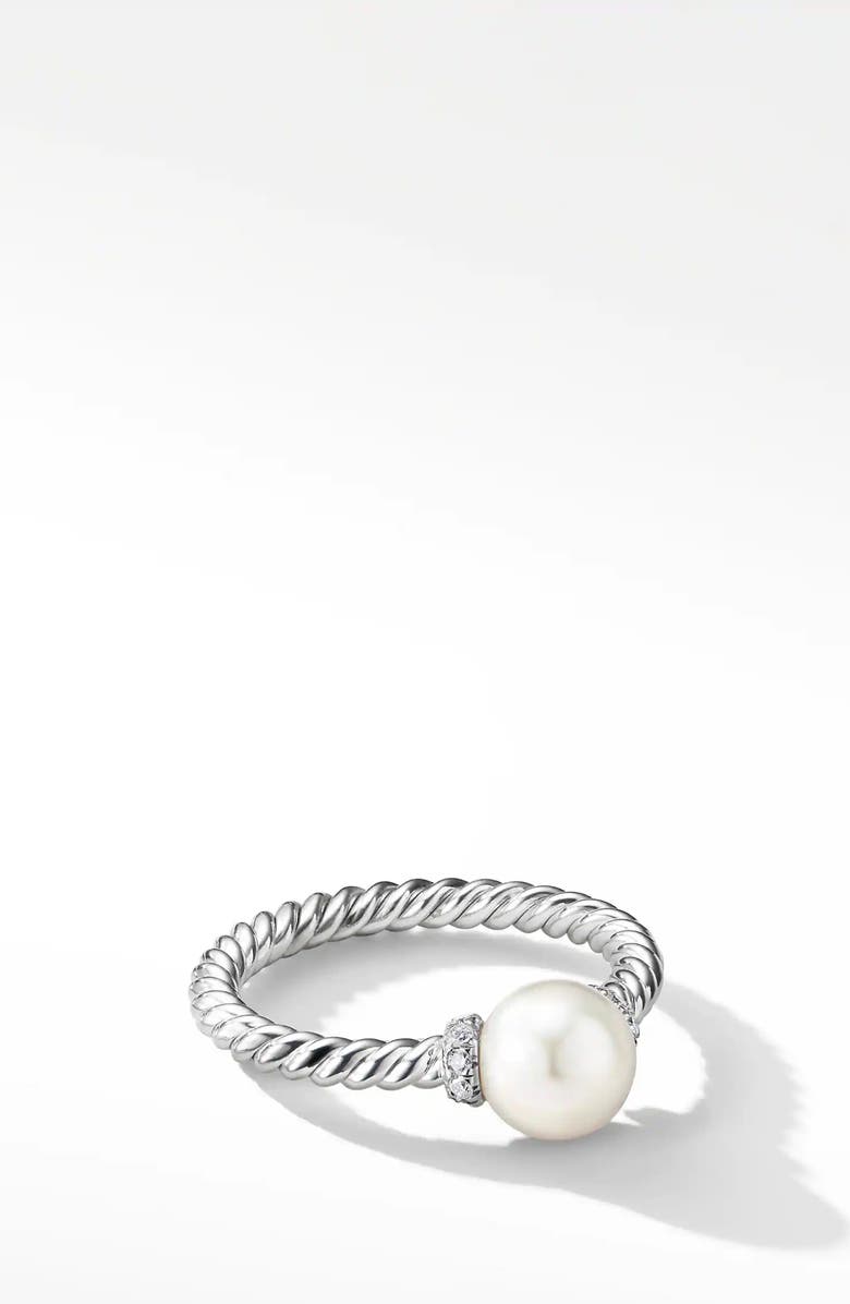 David Yurman Solari Station Ring with Pearl & Diamonds in 18K Gold, Main, color, 
