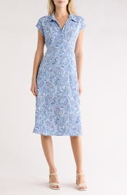 Lucky Brand Tie Waist Midi Shirtdress