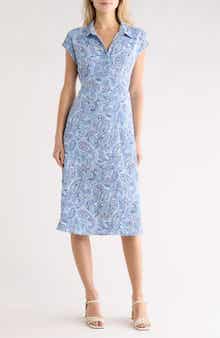 Lucky Brand Tie Waist Midi Shirtdress