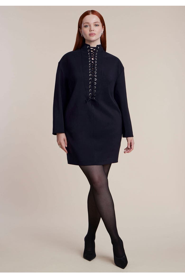 Lace Up Mini Dress, Main, color, BLACK ONYX