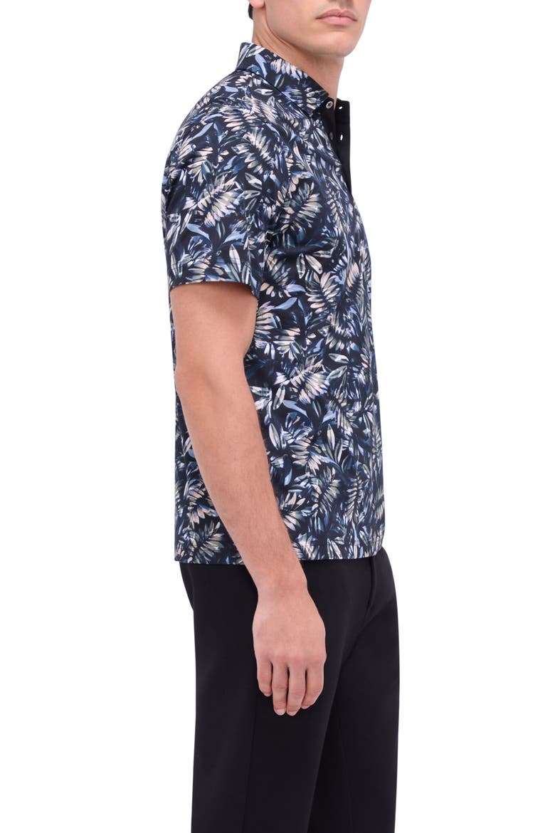 Hendrix Digital Leaf Print Pima Cotton Polo, Alternate, color, BLACK